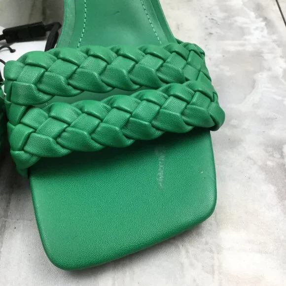 New Zara Kelly Green Woven Sandals 38 - Picture 9 of 10